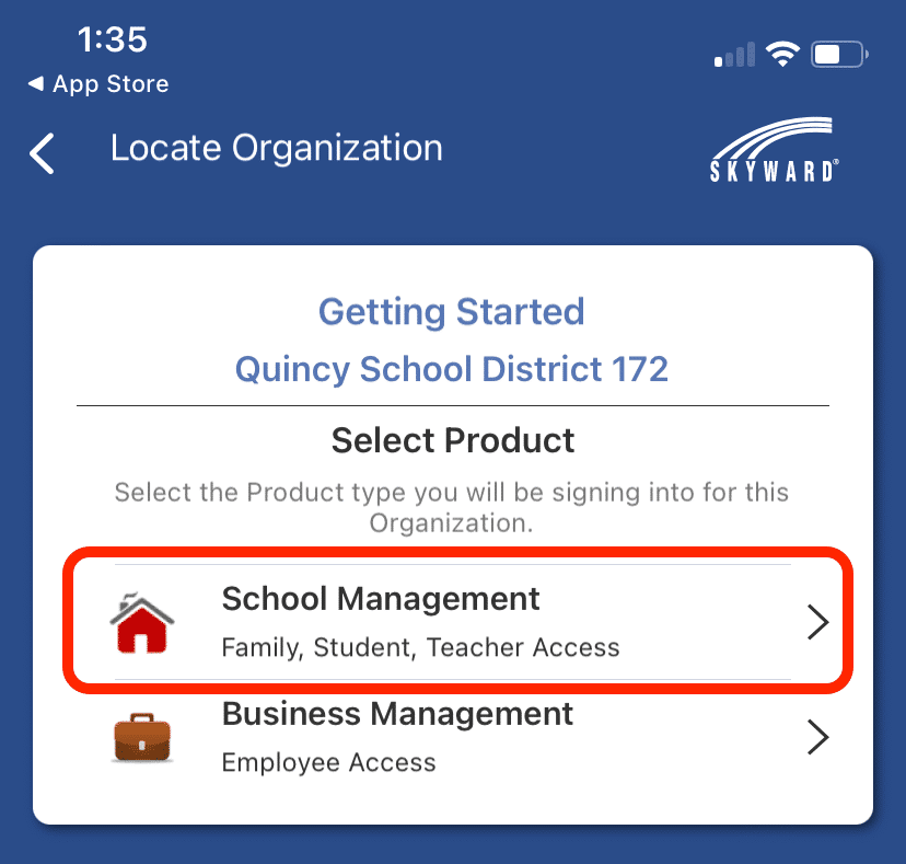 choose skyward business or school