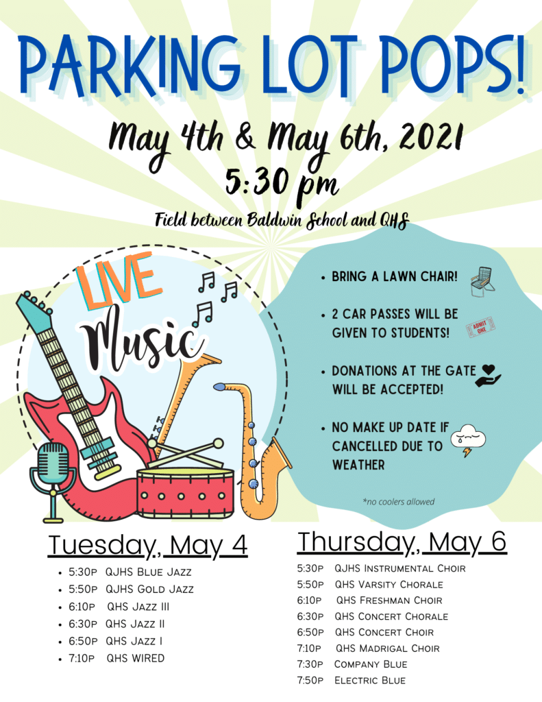 Parking Lot Pops May 4th and May 6th