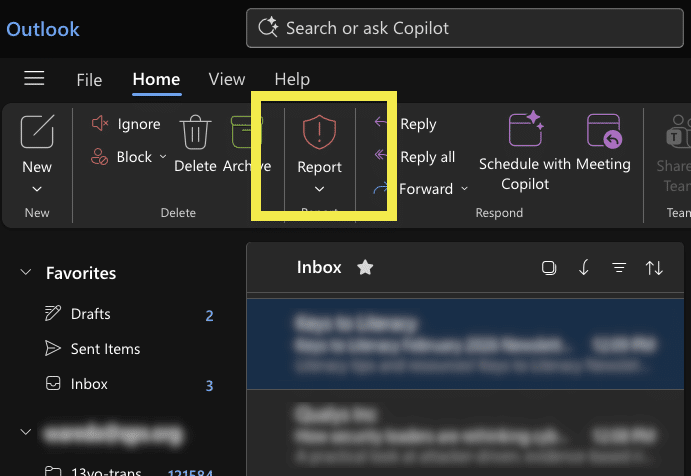 Report Phishing Screenshot