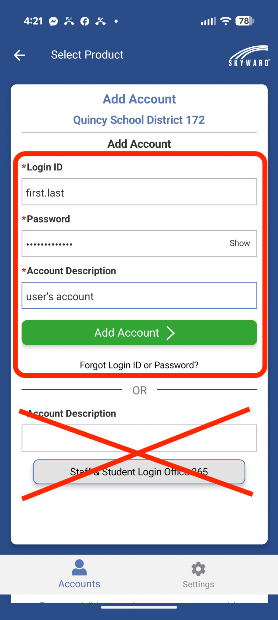 skyward mobile app login page