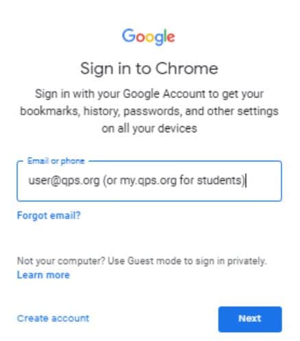 chrome username login window