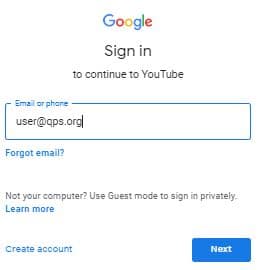 google sign in screen