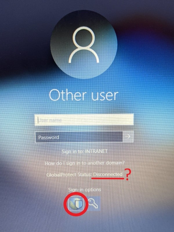 screenshot globalprotect sign in option status disconnected