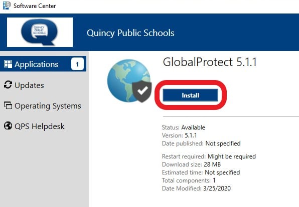 software center globalprotect install screen