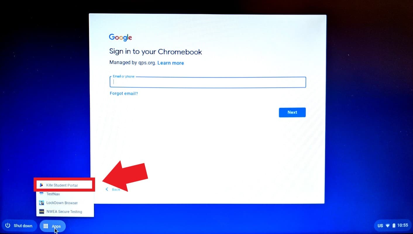 chromebook login screen