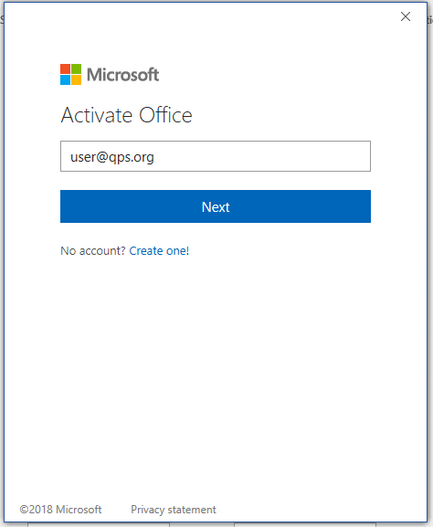 Activate Office Username