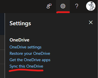 sync this onedrive button