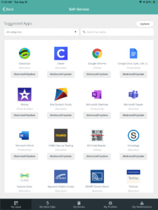 self-service app list screenshot