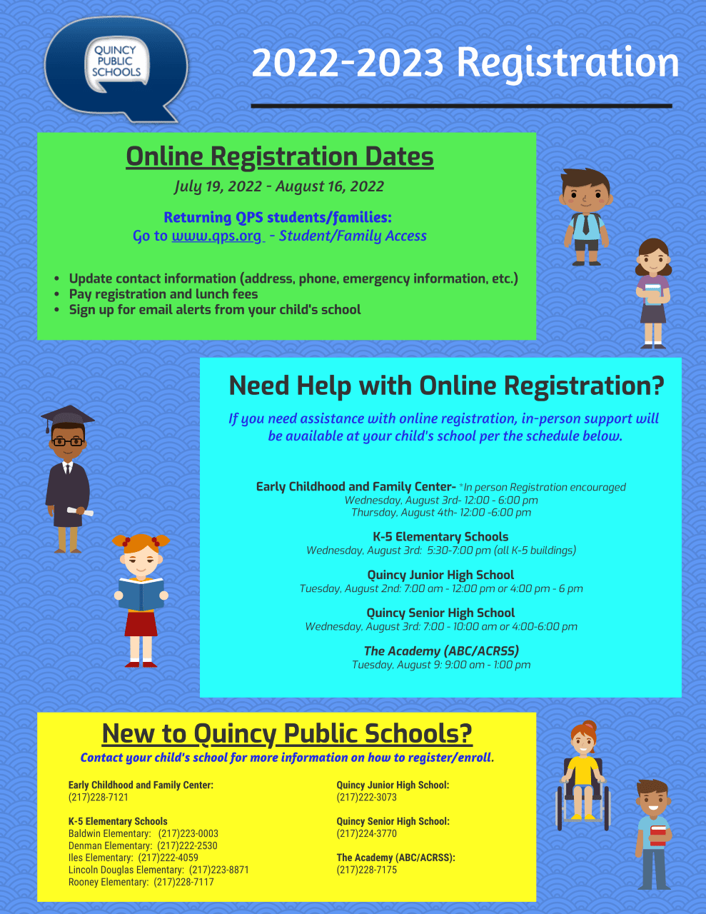 information and dates for QPS school registration