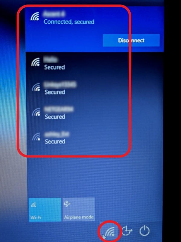 wifi connection screen